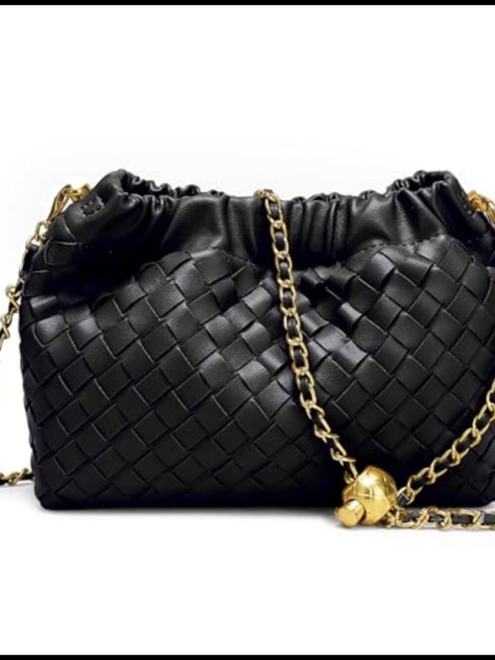 Woven Leather Dumpling Clutch Crossbody Hobo Evening Bag